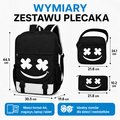3W1 ZESTAW SZKOLNY ŚWIECĄCY W CIEMNOŚCI NA NIEBIESKO